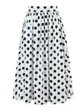 Beach Party Two Piece Set for Women Halter Neck Sleeveless Vest High Waist Polka Dot A Line Midi Skirt Suit Female
