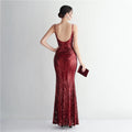 Women Strap Party Maxi Dress Sexy V Neck Evening Dress Celebrity Purple Sequin Dress Long Prom Formal Occasion  Dress