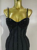 Elegant Prom  Evening Party Luxury Birthday Wedding Guest Dresses Women Sexy Shiny Crystals Tassel Bodycon Long Bandage Dress
