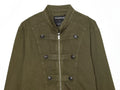 Green Napoleon Short Jeans Jacket Women's Chic Stand Collar Long Sleeve Zipper Crop Coat 2026 Lady Fall New Daily Street Outwear