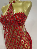 Sexy Sparkly Sequin Diamond Mesh Transparent Two Piece Set Women Celebrate Evening Party Birthday Dress Stage Photo Shoot Wear