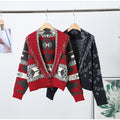 Printed Women Outerwear Tassel V Neck Knit Cardigan Cropped Knit Sweater Loose Drop Shoulder Cut Daily Fashion Wear 2026 Autumn