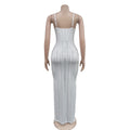 Sexy Maxi Rhinestone Sequin Dress Women Summer Straps Backless Party Vestido Female Wedding Gown Evening Night Dresses