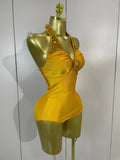Women Sexy Gold Stretch Bodysuit Sparkly Rhinestone Birthday Party Nightclub Bar Dancer DJ Performance Photoshoot Stage Costume