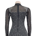 Women Mesh See Though Diamonds Hot Rhinestones Pearl Beading Tassel Bodycon Mini Dress Vestidos Sexy Party Evening Dresses
