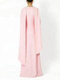 Evening Dresses Long Sleeves O Neck Slim Maxi 2026 Women Dinner Party Gowns With Shawl Pearls Elegant Wedding Robes Lady