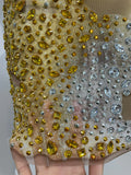 Sexy Sparkly Rhinestone Sleeveless Mesh See Through Mini Dress Luxury Birthday Dress Celebrate Party Club PhotoShoot Stage Wear