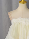 Gradient Color Runway Spaghetti Strap Maxi Dress for Women Strapless Spliced Ruffles Sweet Lace Edge Cake Dresses Female New
