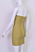 Luxury Strapless Striped Bandage Evening Dress Women Wedding Party Club Vestidos Slim Elastic Knitted Green Dresses