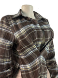 Lapel Plaid Shirt Blouse Tops Women Low-Neck Long Sleeve Casual Classic Skinny Spring Trend Elegant Streetwear Tees