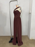 Sexy Prom Dresses for Women 2026 Off The Shoulder Solid Prom Gowns Long Draped Split Formal Party Dress
