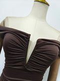 Solid Patchwork Folds Bodysuit for Women V Neck Off The Shoulder Slimming High Waist Sexy Backless Playsuit Female