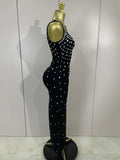 Luxury Birthday Gowns Elegant Diamonds Sleeveless Bodycon Bandage Long Dress High Street Celebrate Evening Prom Club Party Dress
