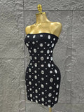 Minimalist Sexy Strapless Shinning Sequins Feathers Bodycon Mini Dress Celebrate Nightclub Party Birthday Vacation Outfit