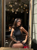 Fashion Polka Dot Dress Vintage High Waist Sleeveless Backless Neck Lace-up Dress Sexy Party Luxury Women Dresses Y2k