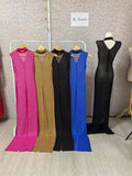 Fall Diamonds Hot Rhinestones O-neck Women Sleeveless Bodycon Long Dress Birthday Party Evening Prom Maxi Dresses