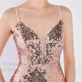 Women Spaghetti Strap Party Maxi Dress Sexy V Neck Evening Green Sequin Dress Elegant Long Prom Dress Vestido Longo