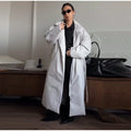 Detachable Triangle Shawl Long Puffer Coat Stand Collar Waist Tie Belt Button Solid Loose Women Coats 2026 Winter Commute Outfit