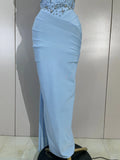 Women Evening Party Prom Luxury Birthday Wedding Guest Dresses Sexy Shiny Crystals Beading Strapless Bodycon Long Bandage Dress
