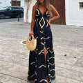 Hit Color Slimming Minimalist Dresses for Women V Neck Sleeveless High Waist Temperament Dress Female