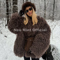 Winter 2026 Hot Chocolate Fluffy Chunky Sheep Fur Coat Women Oversized Overcoat Outerwear Ins Street Fashion Fur Jacket