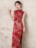 Improved Chinese Dress Sexy Sleeveless Qipao Evening Party Dress Vestidos Women Summer Jacquard Vintage Slim Cheongsam Gown