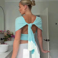 Halter Neck Backless Sexy Vest Women's Summer Slim Strappy Fashion Elasticity V-Neck Vest Solid Vacation Party Female Top