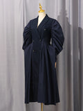 Autumn Long Oversized Elegant Draped Patchwork Trench Coat For Women Double Breasted Luxury Designer Overcoat Runway Fashion