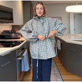 Gingham Plaid Hooded Windbreaker Jacket Drawstring Waist Loose  Outerwear 2026 Spring Autumn Lady Retro Outdoor Casual Jacket