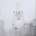 Sexy Halter Lace Up Ruched Mini Skirt Set Women Solid Sleeveless Backless Tops Low Waist Slim Skirts 2025 Summer Lady Beach Suit