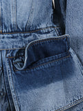 Personalized Street Denim Jacket 2025 New Fashion Ruffled Edge Single Breasted Lapel Denim Coat For Women Jeans