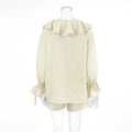 New Casual Shorts Two-piece Set Women's Ruffled Loose Tie Top Simple Shorts Set Office Lady Summer Female Shorts Set