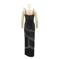 Black Sexy Rhinestone Party Dress for Women Elegant Glitter Diamonds Birthday Dresses Sheer Mesh High Split Prom Long Dress
