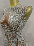 Women Sparkly Rhinestone Feathers Sleeveless O Neck Bodycon Long Dress Wedding Guest Gowns Luxury Birthday Evening Party Dress