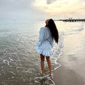 Elegant Asymmetric Cascading Ruffles Mini Dress Women Loose Solid V-neck Full Sleeve Button Summer Dresses  Lady Robes New