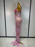 Shining Rhinestones Bodycon Long Dress Women Sexy Transparent Elagant Evening Party Birthday Prom Dress Photo Shoot Outfit