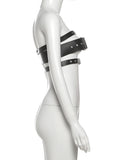 Sexy PU Leather Tank Top Women Hollow Metal Buckle Sleeveless Coquette Midnight Party Clubwear Hottie Punk Style Vest