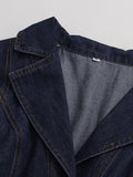 2026 New Blue Sleeveless Women Single-Breasted Belt Short Denim Dresses Woman Retro Slim A Line Mini Dress