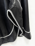 Fashion Bright Line Decoration Pu Leather Dress Women Belt Sleeveless Irregular Draped Dress Club Party Female Vestidos