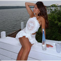 Elegant Lace Women Long Pant Set Square Neck Sheer Ruffle Hem Crop Cami Top High Waist Wide Leg Trousers 2026 Summer Chic Suit