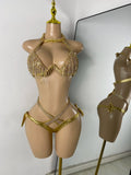 Newest Crystal Swimwear Fashion Gold Bar Bikini Blingbling Swimwear Bikini Popular Bathingsuit Bikini Nightclub Stage Outfit