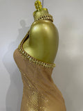 Sexy Halter Sparkly Diamonds Golden Mesh Sequins Maxi Long Dress Women Elegant Evening Party Birthday Luxury Wedding Guest Gown