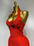 Women Halter Neck Sexy Cut Out Backless Bandage Long Dress Celebrity Elegant Evening Party Luxury Birthday Nightclub Dress