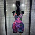 Sparkly Colorful Rhinestones Women Sexy Halter Backless Off the Shoulder Mesh Bodycon Mini Dress Celebrate Nightclub Party Wear