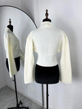 Autumn Knit Cardigan Women's New Vintage Hollow Out Long-Sleeved Sweater 2026 Casual Streetwear White Knit Top Female