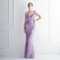 2025 Sequin Long Strap Evening Dress Party Etiquette Celebration Robe Dress Sleeveless V-neck Robe Sexy Gowns Maxi Dress