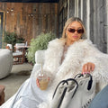 Winter 2026 Trend Burgundy Obsession Long Faux Mongolia Sheep Fur Jacket Coat Women Chic Lapel Collar Fluffy Overcoat