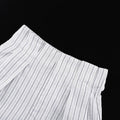 Striped Two Piece Set for Women V Neck Long Sleeve Spliced Button Coat High Waist Shorts Chic Sets Female
