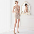 Elegant Women Short Evening Dress Sexy Straps Sequin Slim Bodycon Party Dresses Black Gold Female Vestidos De Soiree