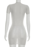 Wild See Through Dress Women Hottie Fashion Short Sleeve Stretch Skinny Coquette Midnight Street Party Club Bodycon